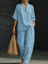 Load image into Gallery viewer, Casual And Cozy Minimalist Linen Two-piece Set
