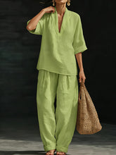 Load image into Gallery viewer, Casual And Cozy Minimalist Linen Two-piece Set
