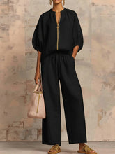 Load image into Gallery viewer, Stylish Cozy Shirt &amp; Wide-Leg Pants Linen Cotton Two-Piece Set
