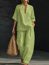 Load image into Gallery viewer, Casual And Cozy Minimalist Linen Two-piece Set
