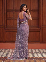 Load image into Gallery viewer, Beautiful Soft Rich Net Embroidery Sequence Pearl Work Saree

