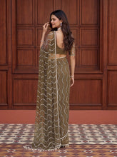 Load image into Gallery viewer, Beautiful Soft Rich Net Embroidery Sequence Pearl Work Saree
