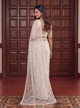 Load image into Gallery viewer, Beautiful Soft Rich Net Embroidery Sequence Pearl Work Saree
