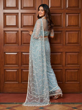 Load image into Gallery viewer, Beautiful Soft Rich Net Embroidery Sequence Pearl Work Saree
